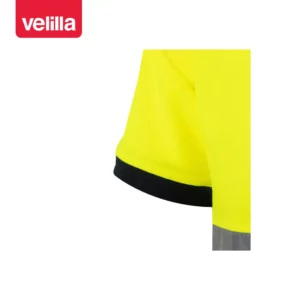 Polo bicolor manga corta Velilla 305513 Azul navy/Amarillo flúor, detalle de bajo de manga