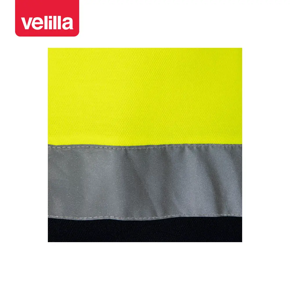Polo bicolor manga corta Velilla 305513 20 Polo bicolor manga corta Velilla 305513 Azul navy/Amarillo flúor, detalle de cinta reflectante