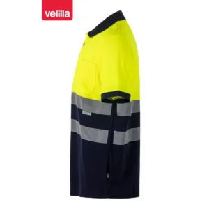 Polo bicolor manga corta Velilla 305513 Azul navy/Amarillo flúor, vista lateral