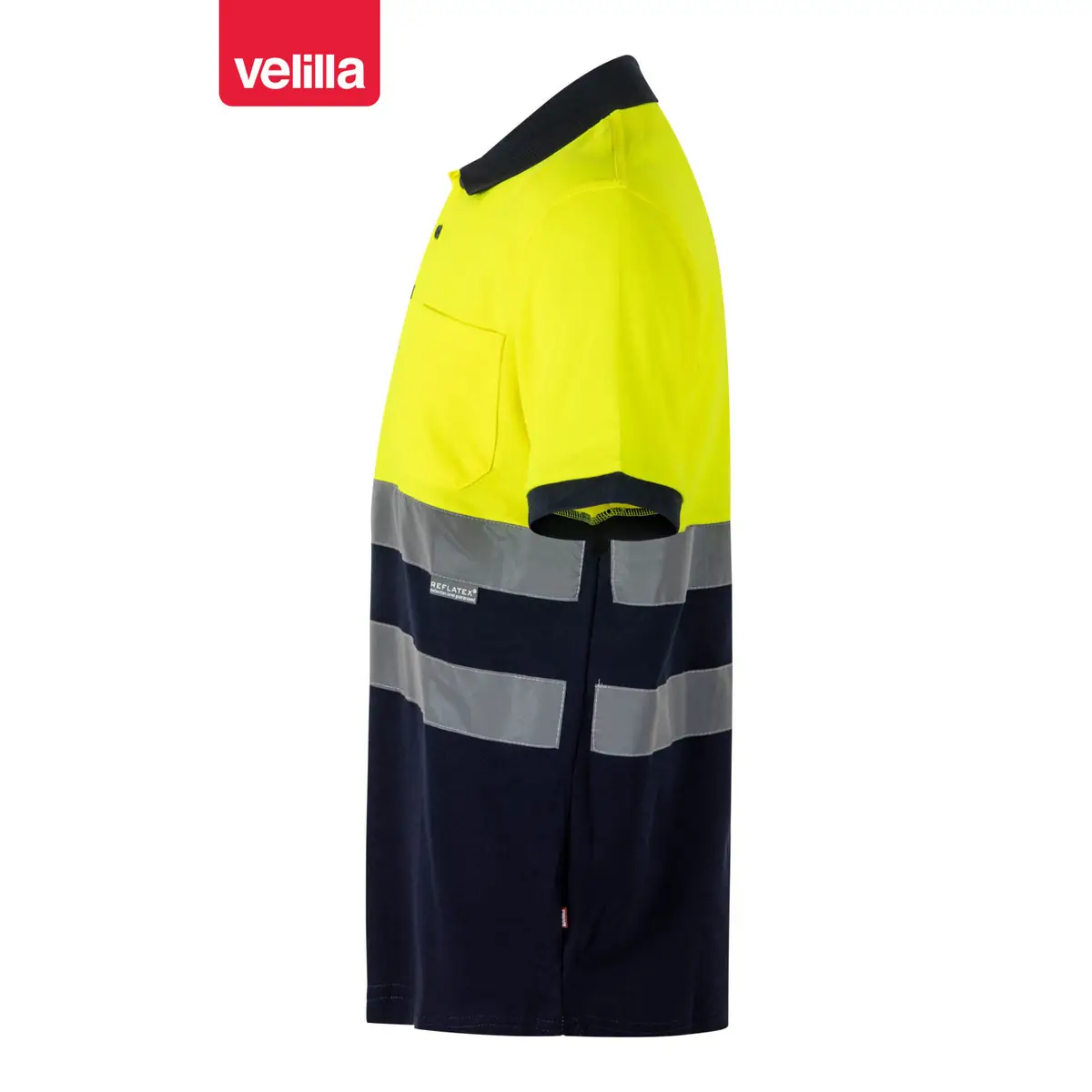 Polo bicolor manga corta Velilla 305513 5 Polo bicolor manga corta Velilla 305513 Azul navy/Amarillo flúor, vista lateral