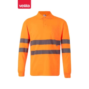 Polo manga larga Velilla 305514 Naranja flúor, vista frontal