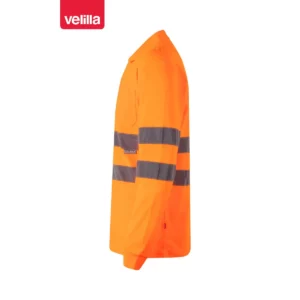 Polo manga larga Velilla 305514 Naranja flúor, vista lateral