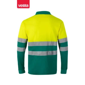 Polo bicolor manga larga Velilla 305515 Verde/Amarillo flúor, vista trasera