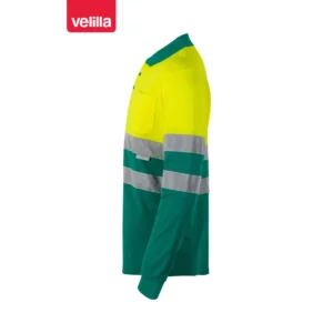 Polo bicolor manga larga Velilla 305515 Verde/Amarillo flúor, vista lateral