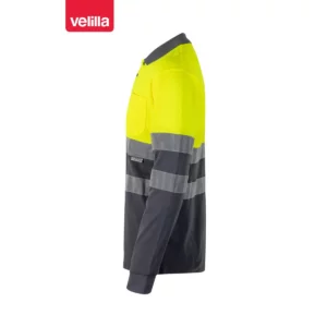 Polo bicolor manga larga Velilla 305515 Gris/Amarillo flúor, vista lateral