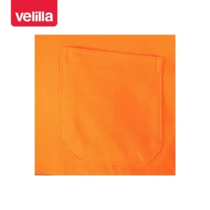 Polo bicolor manga larga Velilla 305515 Azul navy/Naranja flúor, detalle de bolsillo del pecho