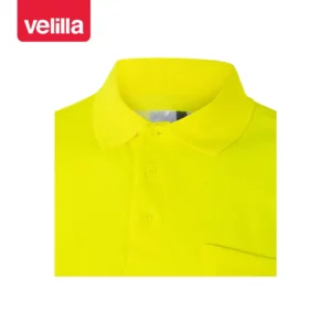 Polo manga corta Velilla 305522 Amarillo flúor, detalle de cuello y botones