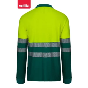 Polo bicolor manga larga Velilla 305525 Verde/Amarillo flúor, vista trasera