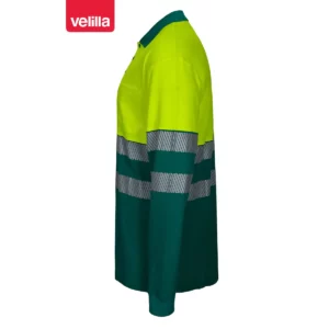 Polo bicolor manga larga Velilla 305525 Verde/Amarillo flúor, vista lateral