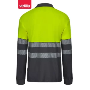 Polo bicolor manga larga Velilla 305525 Gris/Amarillo flúor, vista trasera