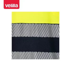 Polo bicolor manga larga Velilla 305525 Azul navy/Amarillo flúor, detalle de cintas reflectantes