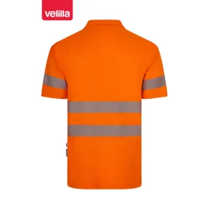 Polo reciclado manga corta Velilla 305532 naranja flúor, vista trasera