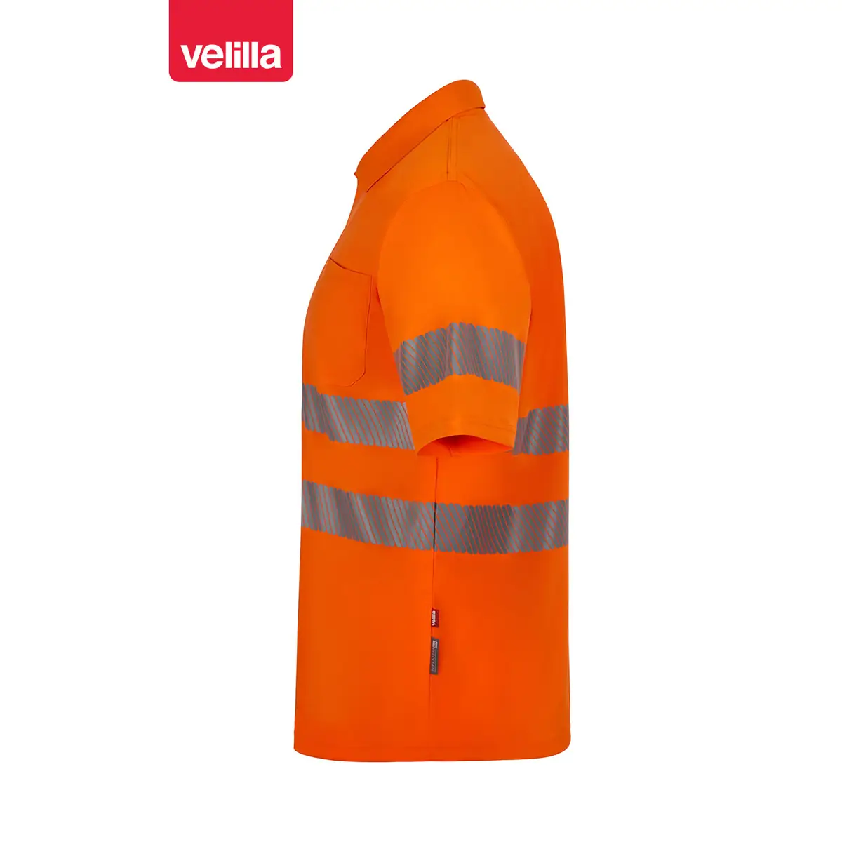 Polo reciclado manga corta Velilla 305532 5 Polo reciclado manga corta Velilla 305532 naranja flúor, vista lateral