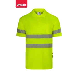 Polo reciclado manga corta Velilla 305532 amarillo flúor, vista frontal