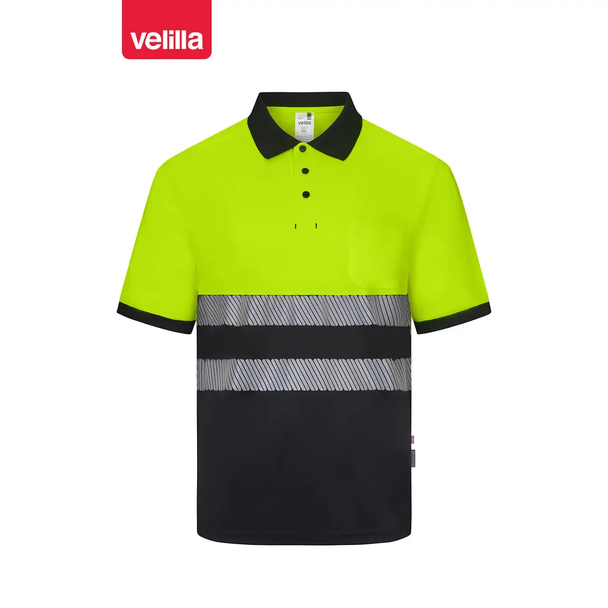 Polo reciclado manga corta Velilla 305533 22 Polo reciclado manga corta Velilla 305533 Negro/Amarillo flúor, vista frontal