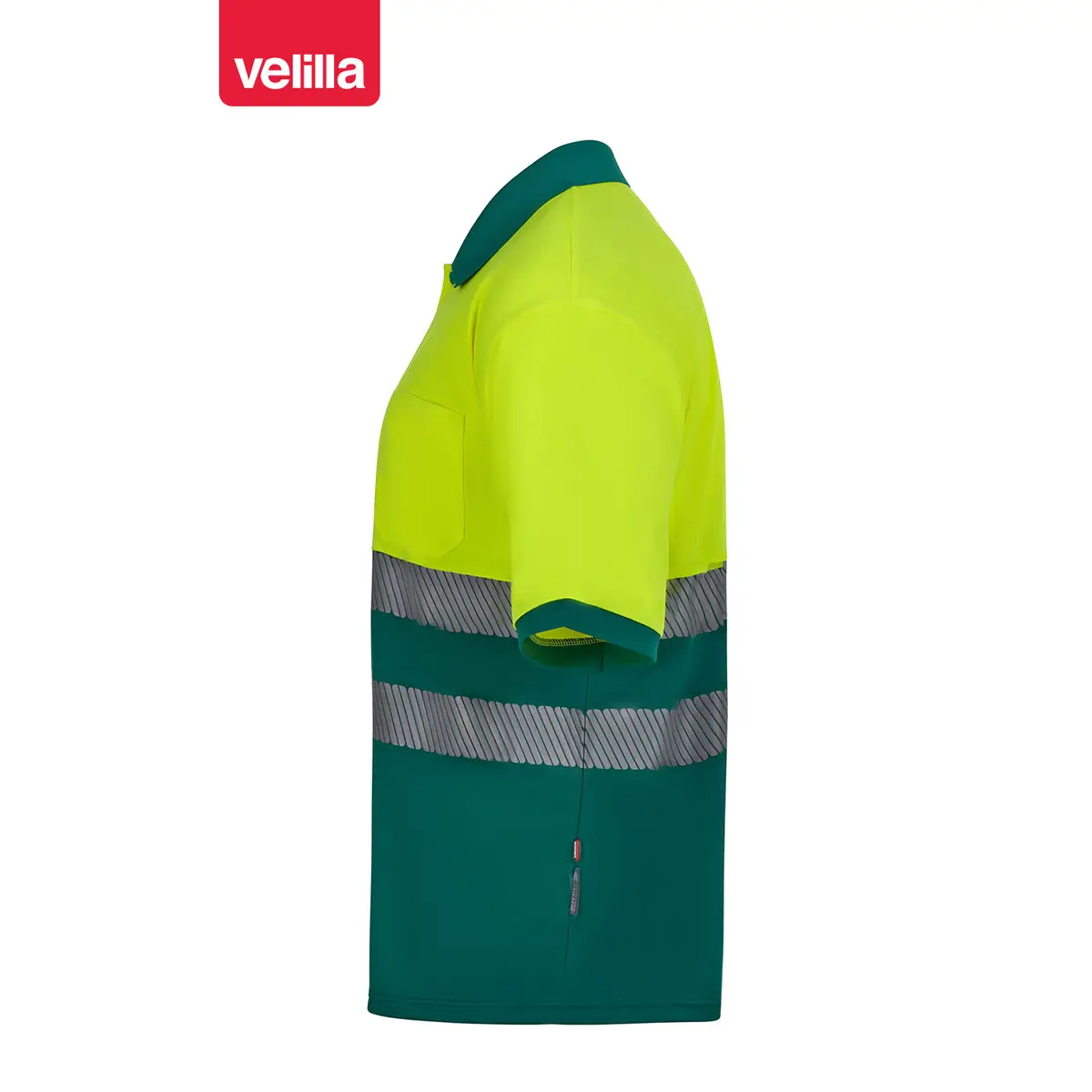 Polo reciclado manga corta Velilla 305533 17 Polo reciclado manga corta Velilla 305533 Verde/Amarillo flúor, vista lateral