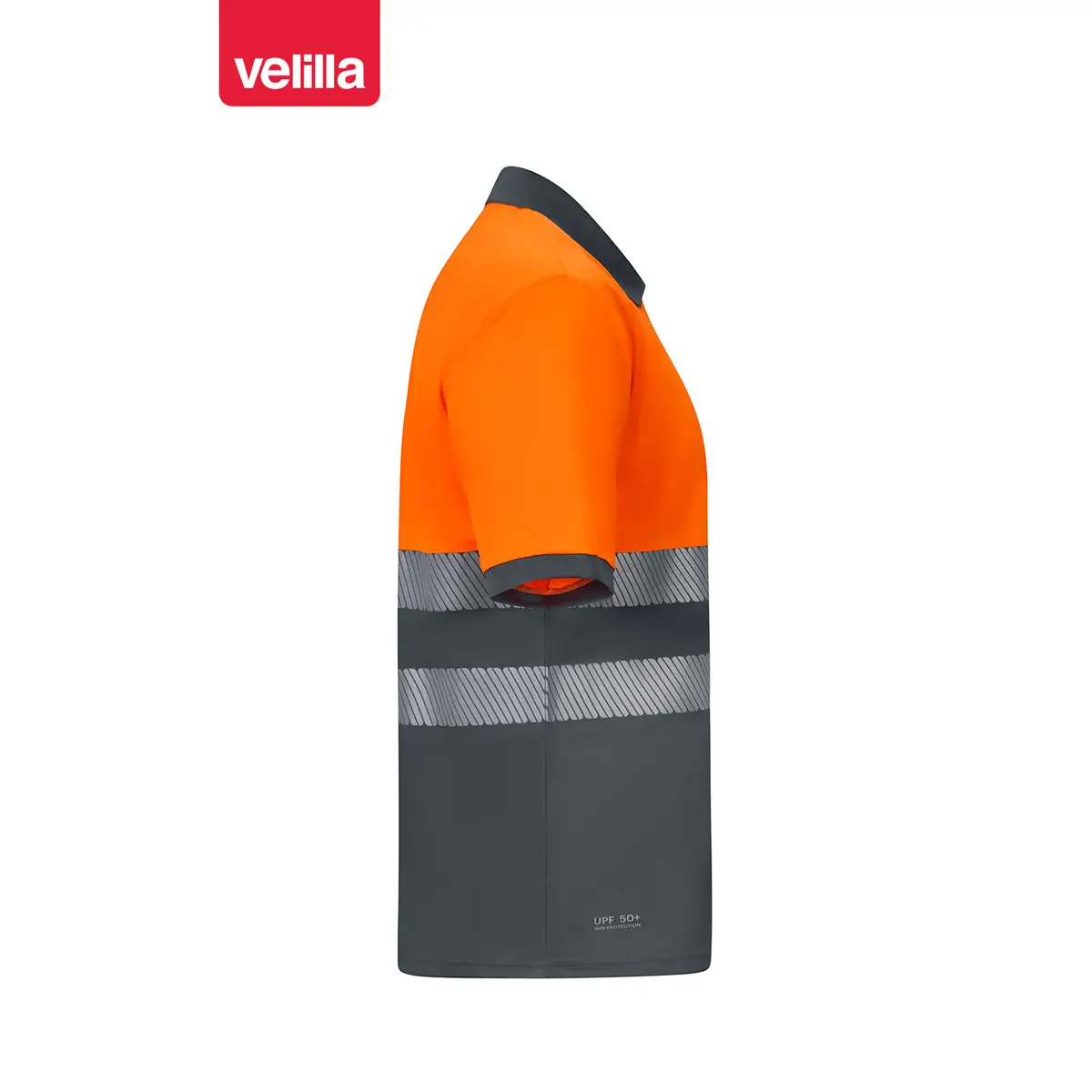 Polo reciclado manga corta Velilla 305533 36 Polo reciclado manga corta Velilla 305533 Gris/Naranja flúor, vista lateral opuesta