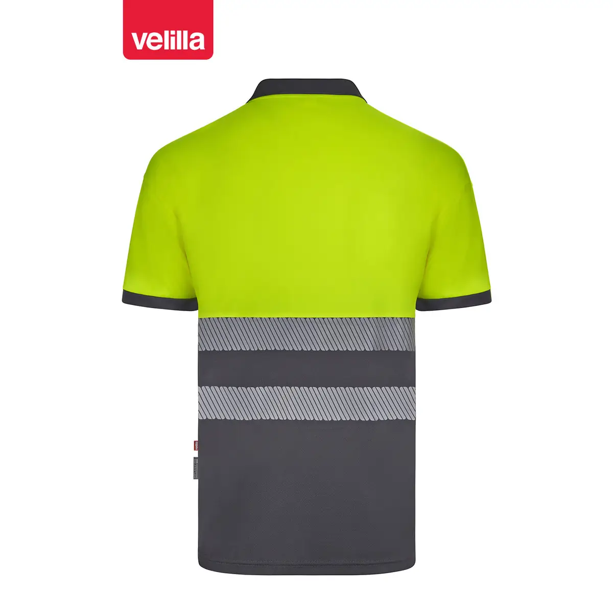 Polo reciclado manga corta Velilla 305533 3 Polo reciclado manga corta Velilla 305533 Gris/Amarillo flúor, vista trasera