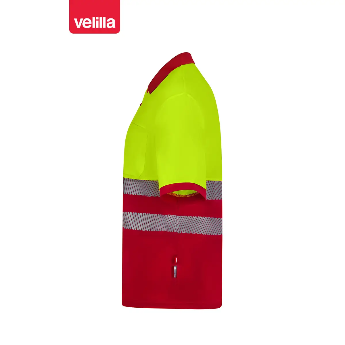 Polo reciclado manga corta Velilla 305533 31 Polo reciclado manga corta Velilla 305533 Rojo/Amarillo flúor, vista lateral