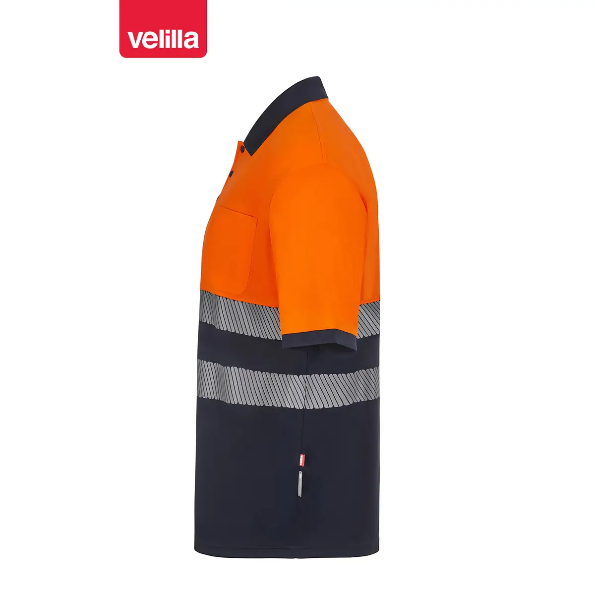 Polo reciclado manga corta Velilla 305533 20 Polo reciclado manga corta Velilla 305533 Azul navy/Naranja flúor, vista lateral