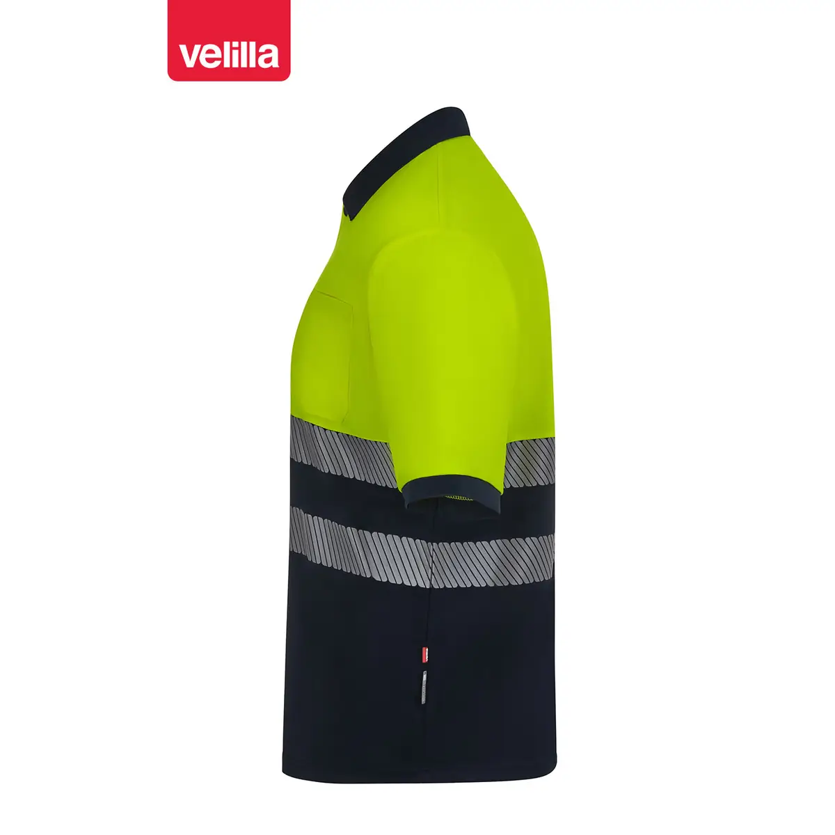Polo reciclado manga corta Velilla 305533 14 Polo reciclado manga corta Velilla 305533 Azul navy/Amarillo flúor, vista lateral
