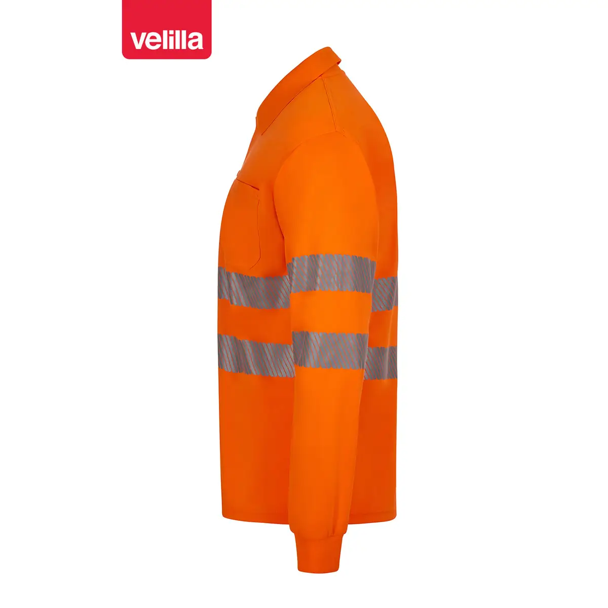 Polo reciclado manga larga Velilla 305534 5 Polo reciclado manga larga Velilla 305534 naranja flúor, vista lateral