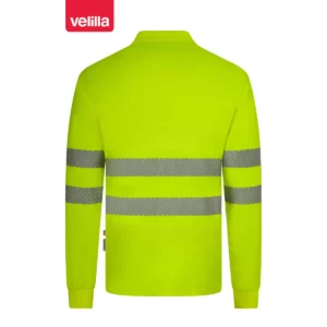 Polo reciclado manga larga Velilla 305534 amarillo flúor, vista trasera