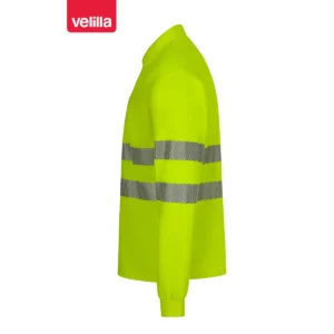 Polo reciclado manga larga Velilla 305534 amarillo flúor, vista lateral