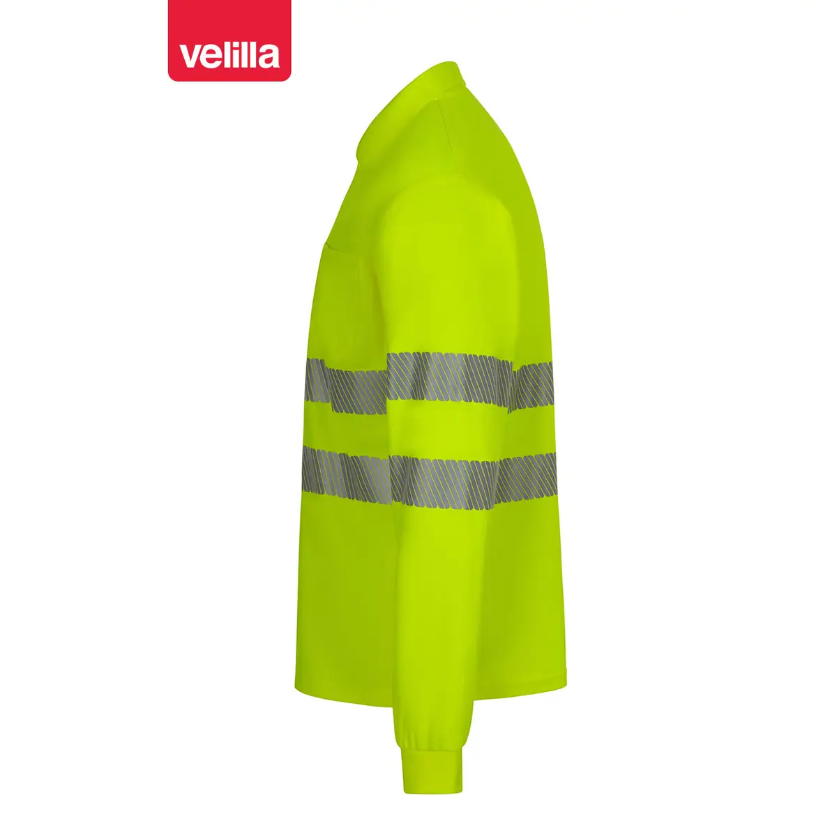 Polo reciclado manga larga Velilla 305534 2 Polo reciclado manga larga Velilla 305534 amarillo flúor, vista lateral
