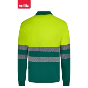 Polo reciclado manga larga Velilla 305535 Verde/Amarillo flúor, vista trasera