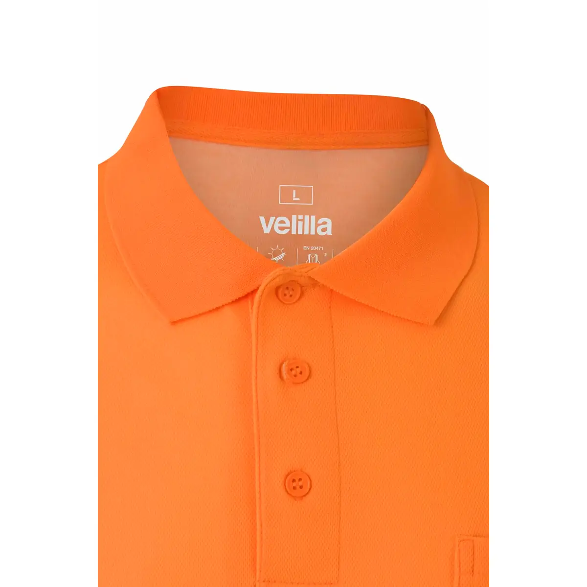 Polo manga corta Velilla 305542 11 Polo manga corta Velilla 305542 Naranja flúor, detalle de cuello y botones