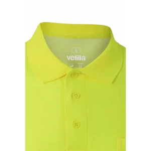 Polo manga corta Velilla 305542 Amarillo flúor, detalle de cuello y botones