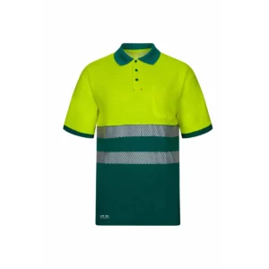 Polo bicolor manga corta Velilla 305543 Verde/Amarillo flúor, vista frontal