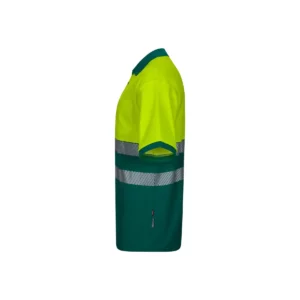 Polo bicolor manga corta Velilla 305543 Verde/Amarillo flúor, vista lateral