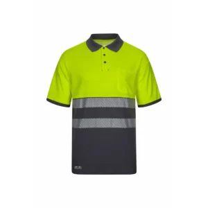 Polo bicolor manga corta Velilla 305543 Gris/Amarillo flúor, vista frontal
