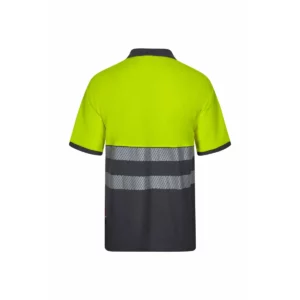 Polo bicolor manga corta Velilla 305543 Gris/Amarillo flúor, vista trasera
