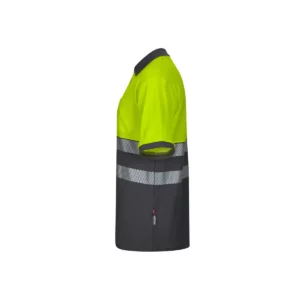 Polo bicolor manga corta Velilla 305543 Gris/Amarillo flúor, vista lateral