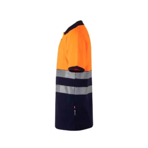Polo bicolor manga corta Velilla 305543 Azul navy/Naranja flúor, vista lateral