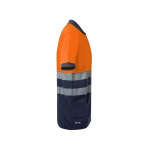 Polo bicolor manga corta Velilla 305543 Azul navy/Naranja flúor, vista lateral opuesta