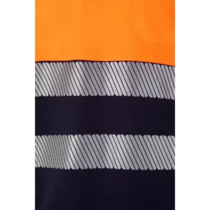 Polo bicolor manga corta Velilla 305543 Azul navy/Naranja flúor, detalle de cintas reflectantes