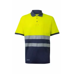 Polo bicolor manga corta Velilla 305543 Azul navy/Amarillo flúor, vista frontal