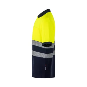 Polo bicolor manga corta Velilla 305543 Azul navy/Amarillo flúor, vista lateral