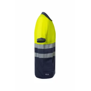 Polo bicolor manga corta Velilla 305543 Azul navy/Amarillo flúor, vista lateral opuesta