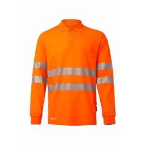 Polo manga larga Velilla 305544 Naranja flúor, vista frontal