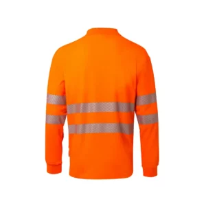 Polo manga larga Velilla 305544 Naranja flúor, vista trasera