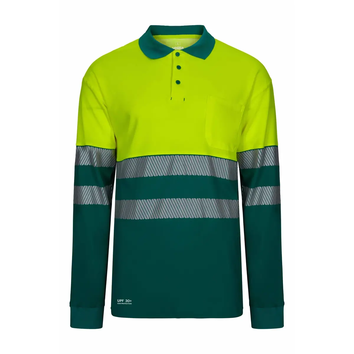 Polo bicolor manga larga Velilla 305545 8 Polo bicolor manga larga Velilla 305545 Verde/Amarillo flúor, vista frontal