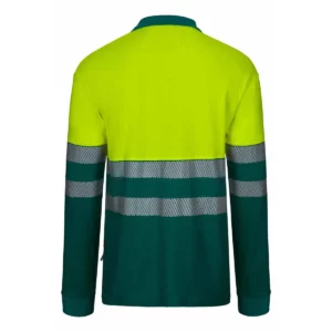 Polo bicolor manga larga Velilla 305545 Verde/Amarillo flúor, vista trasera