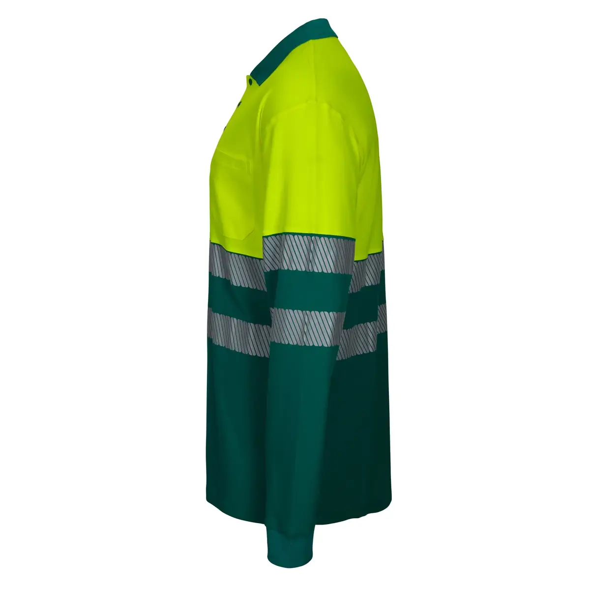 Polo bicolor manga larga Velilla 305545 9 Polo bicolor manga larga Velilla 305545 Verde/Amarillo flúor, vista lateral