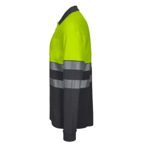 Polo bicolor manga larga Velilla 305545 Gris/Amarillo flúor, vista lateral