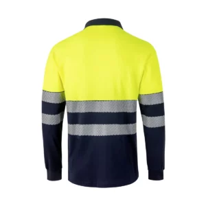 Polo bicolor manga larga Velilla 305545 Azul navy/Amarillo flúor, vista trasera